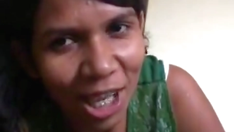 Hot amateur brunette babe sucking a handsome servant