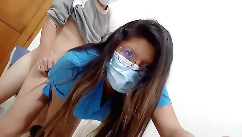 Slutty blonde doctor gets his big ass licked and fucked