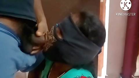 Amateur brunette with natural tits takes a hot blowjob