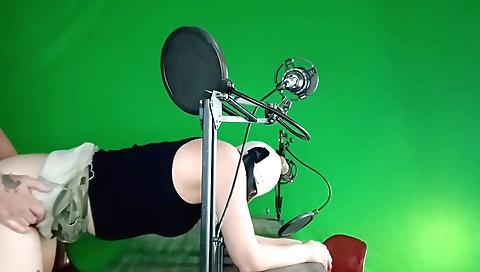 Green screen erotic video with a cute brunette girl