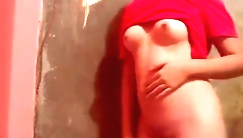 Sexy brunette show off her body in webcam solo video