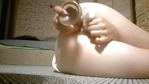 Sexy amateur teen masturbates with a dildo after she masturbates