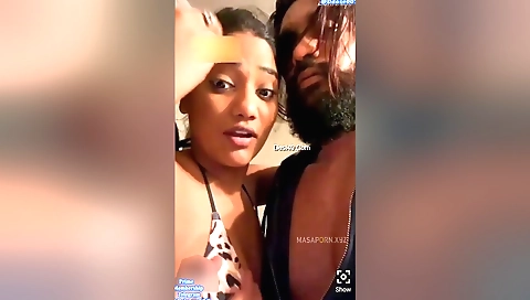 Sexy brunette and brunette teen girl doing a blowjob