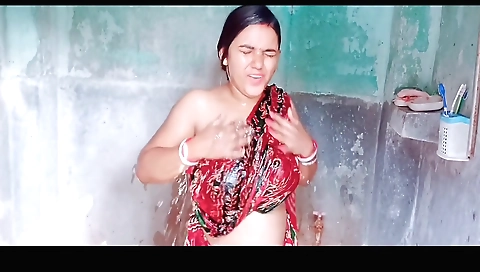 My gorgeous blonde is making me horny during my shower