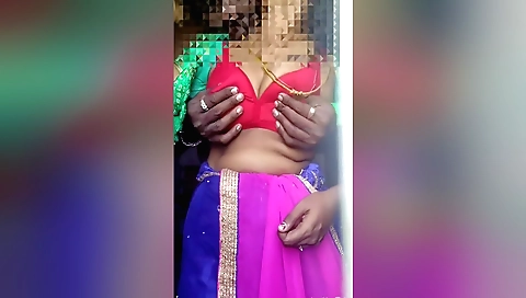 Indian teen busty slut gets hot and cums in her pussy