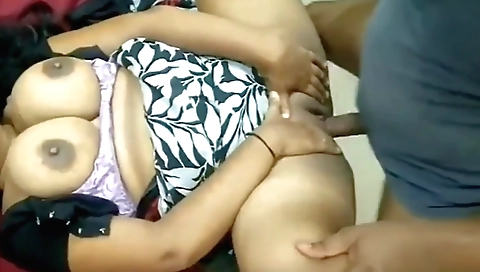 Indian brunette with big tits fingering in webcam clip