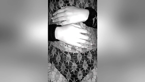 Solo female in her black lingerie enjoys a hot and sexy dance