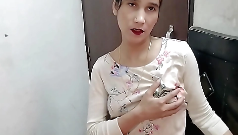 Indian stepsister in a sexy outfit is playing solo