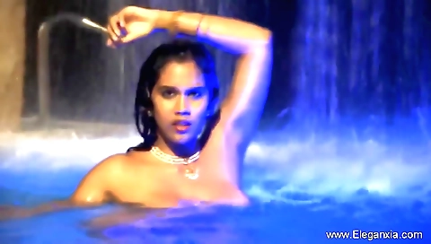 Hot brunette in white dress in the forest riding on a guy