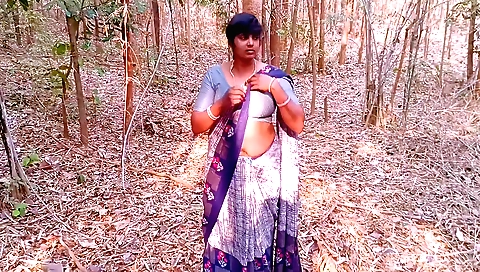 Indian milf with big boobs enjoys big dick outdoors