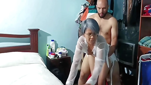 Big cock of the stepbrother makes her cunt hard and wet