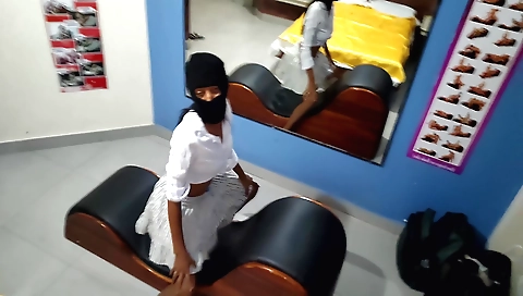 Indian girl in white blouse is taking a solo entry test