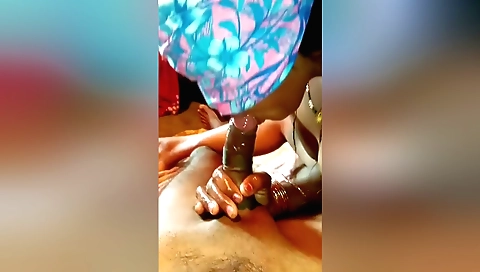 Indian wife takes off clothes and gives blowjob to husband