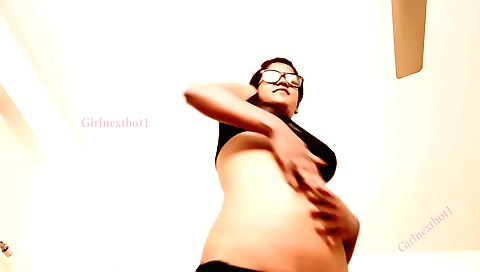 Indian brunette dances on the floor to every sound