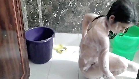 Indian solo girl is being pelted and nailed in the house