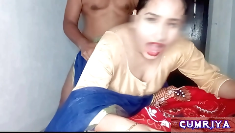 Indian brunette in a big boobies dress making him horny