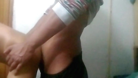 Sexy brunette 18+ with a natural body shows off her body