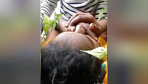 Busty brunette chick with a big ass fucks outdoors