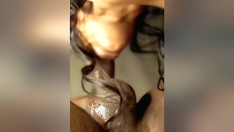 Busty brunette with a shaved pussy is getting fucked