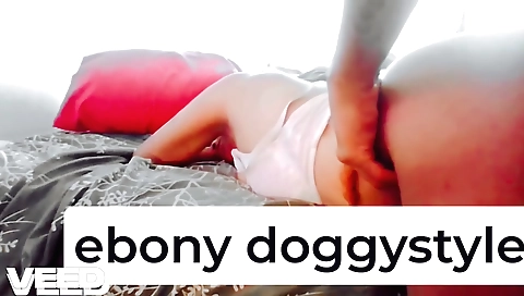 Indian brunette and brunette doggy poses in doggy pose